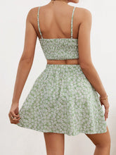 Women's Flower Pattern Printed Camisole Top And Skirt Set